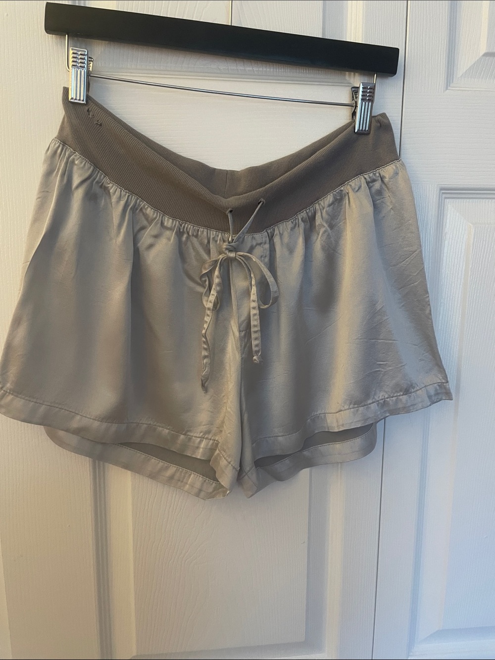 Silky Gray Women’s Pajama Shorts with Drawstring Waist